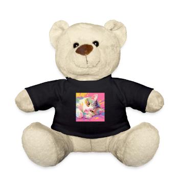 Cat, Cat Motif - Teddy Bear - black - Front