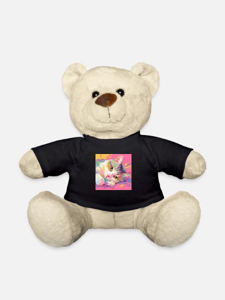 Cat, Cat Motif - Teddy Bear - black