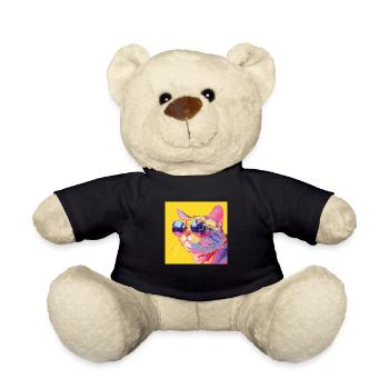 Cat, Cat Motif - Teddy Bear - black - Front