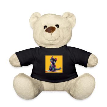 Cat, Cat Motif - Teddy Bear - black - Front