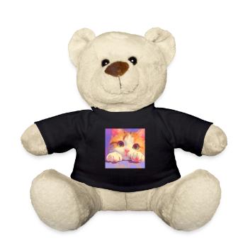 Cat, Cat Motif - Teddy Bear - black - Front