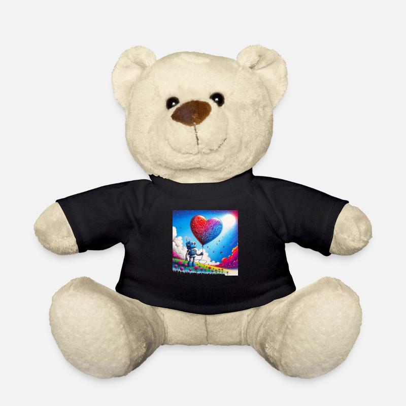 Robot avec un ballon en forme de cœur - Nounours - noir