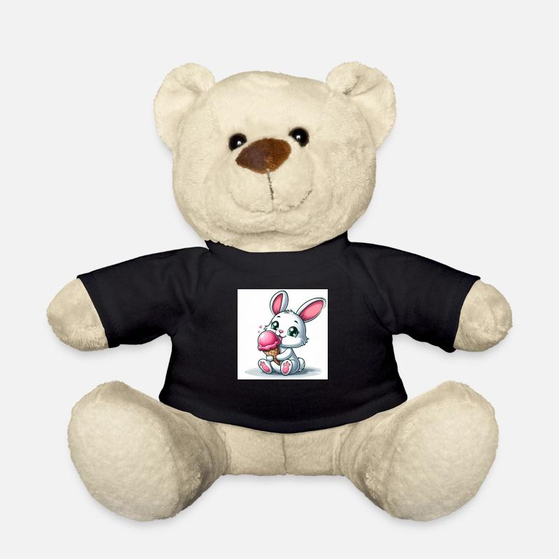 Süsser Hase sitzend am Softeis essen. Sommer 2024 - Teddy - Schwarz