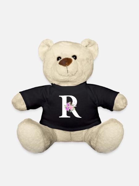 Lettre r floral violet - Nounours - noir