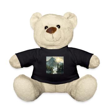 Mountains, Landscape, Nature, Trees, Sun - Teddy Bear - black - Front