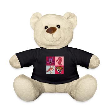 Pop Art Seahorse Pelican Bat Leopard - Teddy Bear - black - Front