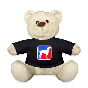 Dog Silhouette Symbol Red Blue Sport Logo Square - Teddy Bear - black - Front