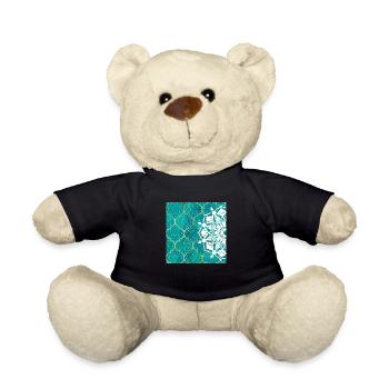 Teal Mandala Moroccan Art - Teddy Bear - black - Front