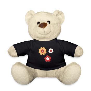 Classic Retro Flowers - Teddy Bear - black - Front