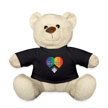 Give America Brian Again Pride Flag Heart - Teddy - Schwarz - Vorne