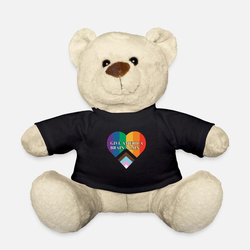 Give America Brian Again Pride Flag Heart - Teddy - Schwarz