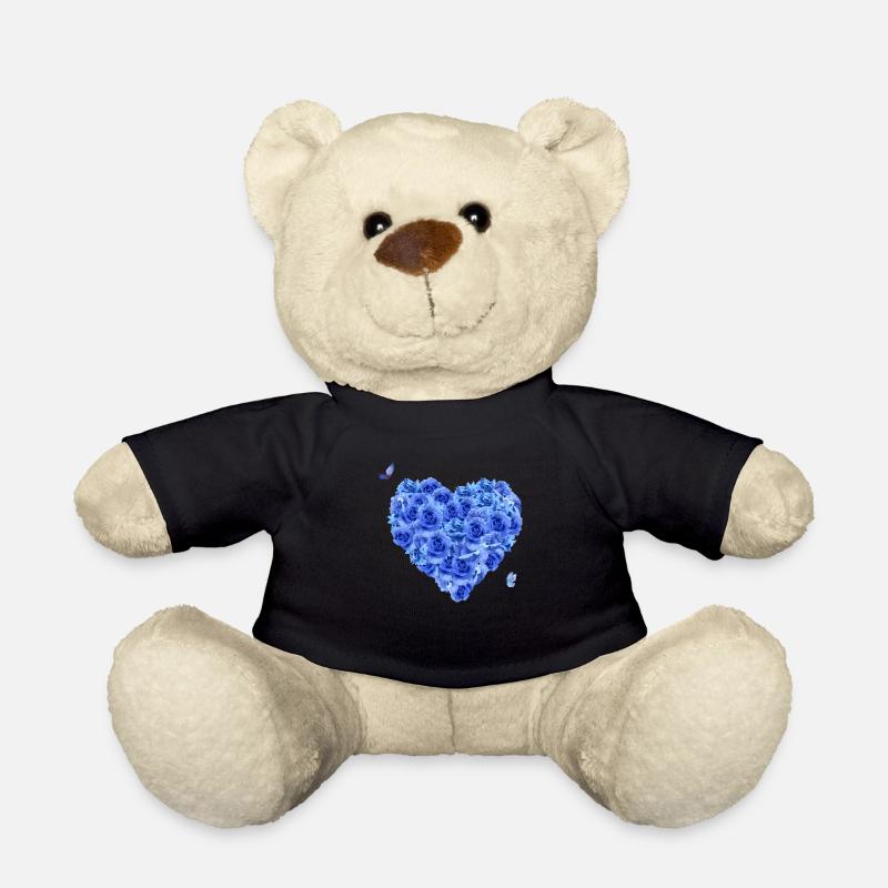 Blaues Blumenherz - Teddy - Schwarz