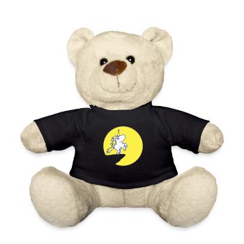 Einhorn Klippe Mond Berg Rund Nacht Süß Cartoon - Teddy - Schwarz - Vorne