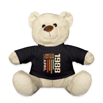 Born In April 1988 Birthday Gift 1988 Retro - Teddy Bear - black - Front