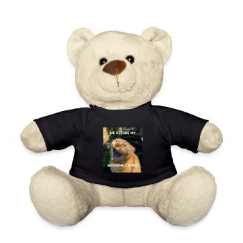 ME BEFORE MORNING COFFEE Morning Coffee Cats Memes - Teddy Bear - black - Front