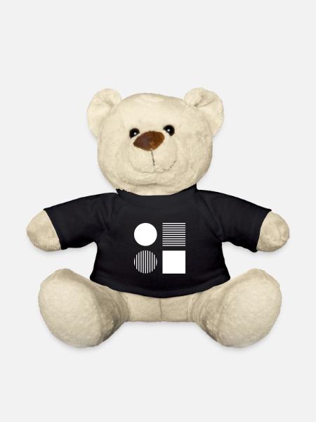 Kreise und Quadrat / Abstraktes Minimal-Muster - Teddy - Schwarz