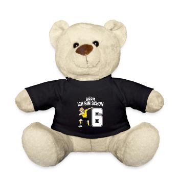 6. Geburtstag Kinder Fussballtrikot Fussballer - Teddy - Schwarz - Vorne