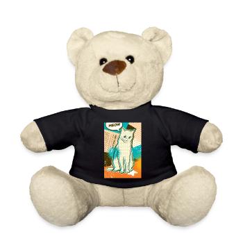 Katze MEOW, pop art, Collage - Teddy - Schwarz - Vorne