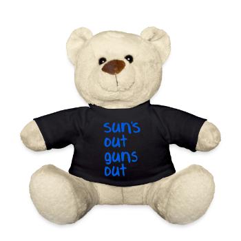 Sun's out, guns out Lustiges T-Shirt - blau - Teddy - Schwarz - Vorne