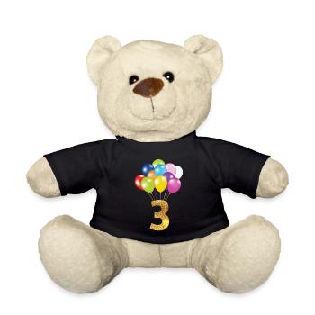 Joyeux anniversaire pour 3 enfants - Nounours - noir - Devant