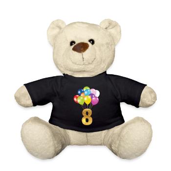 8 children birthday happy birthday - Teddy Bear - black - Front