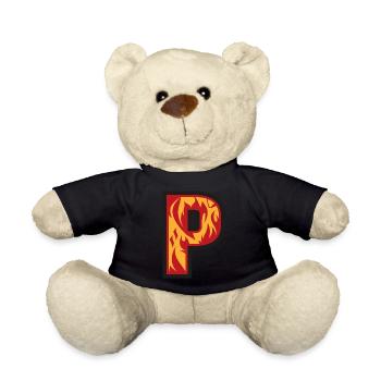 Buchstabe P mit Flammen - Buchstabe mit Feuer 🔥 - Teddy - Schwarz - Vorne