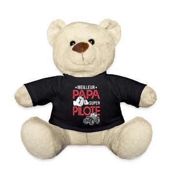 Cadeau papa meilleur papa pilote tracteur - Nounours - noir - Devant