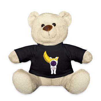 Retro Pixel Astronaut hängt am Mond - Teddy - Schwarz - Vorne