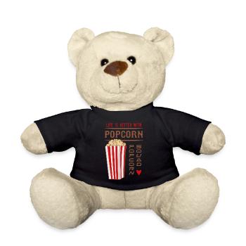 Das ironische Sprichwort „Leben mit Popcorn“ - Teddy - Schwarz - Vorne