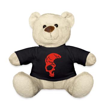 Demi-crâne rouge - Nounours - noir - Devant