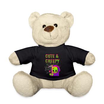 Lustiges und süßes Halloween Design/Tshirt - Teddy - Schwarz - Vorne