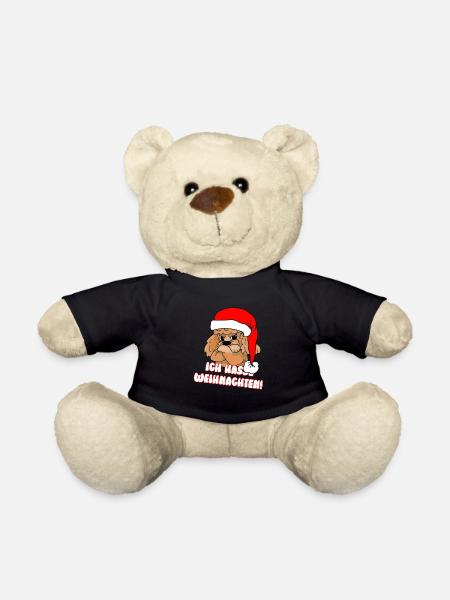 Comicstyle Pudelmotiv - Weihnachten ohne mich - Teddy - Schwarz