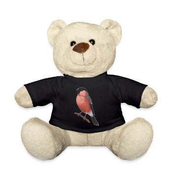 Eurasian Bullfinch Watercolour Illustration - Teddy Bear - black - Front