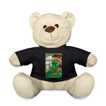 Frog picking mushrooms - Teddy Bear - black - Front