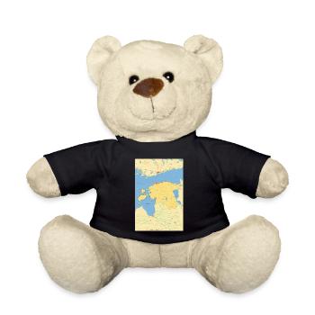 Estonia map with cities, roads, rivers, lakes - Teddy Bear - black - Front