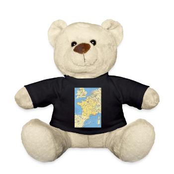 France map with cities, roads, rivers, lakes - Teddy Bear - black - Front