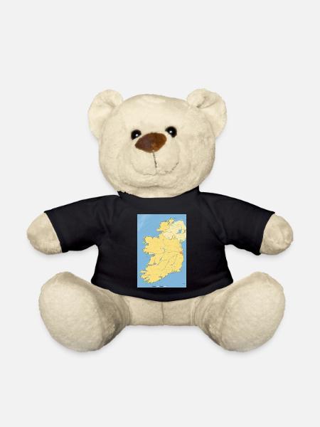 Carte de l’Irlande avec les villes, les routes, les rivières, les lacs - Nounours - noir