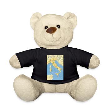 Italy map with cities, roads, rivers, lakes - Teddy Bear - black - Front