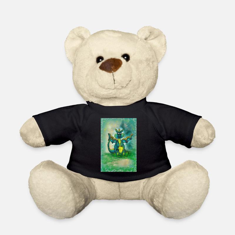 Drache mit Hintergrund - Teddy - Schwarz