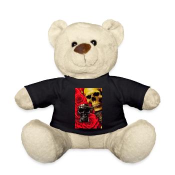 Skulls with roses - Teddy Bear - black - Front