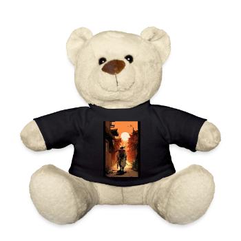 Japanischer Samurai Krieger Sonne Stadt Tempel - Teddy - Schwarz - Vorne