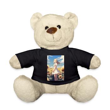 Anime Girl Anime Girl Waifu Otaku Sunflowers - Teddy Bear - black - Front
