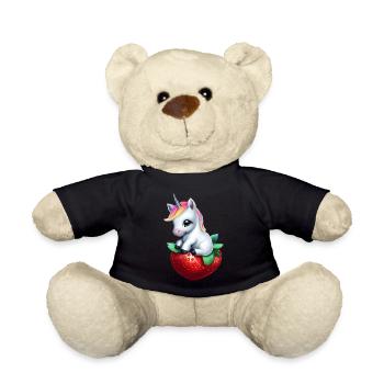 Unicorn on strawberry - Teddy Bear - black - Front