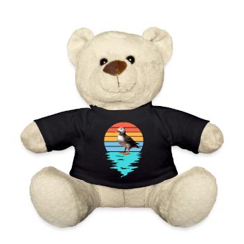 Cut Puffin in Sea - Teddy Bear - black - Front