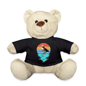 Cut Puffin in Sea - Teddy Bear - black - Front