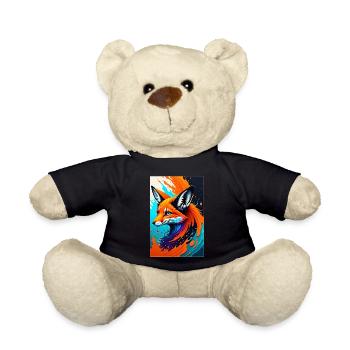 Buntes Kunst Potrait Fuchs 1 - Teddy - Schwarz - Vorne