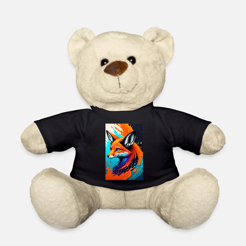 Buntes Kunst Potrait Fuchs 1 - Teddy - Schwarz