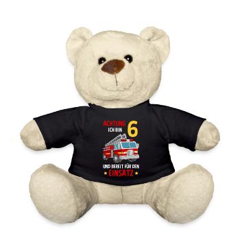 Feuerwehrmann Feuerwehr 6. Geburtstag - Teddy - Schwarz - Vorne
