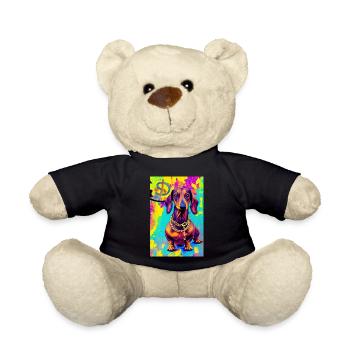 Modern Pop Art Print | Badger with Graffiti Colorful - Teddy Bear - black - Front