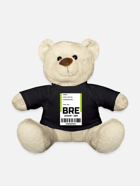 Flughafen Reise Etikett Aufkleber Bremen BRE - Teddy - Schwarz